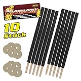 Nico Feuerwerk® 10 Stück Wachsfackeln, Brenndauer 60 Min. I hochwertige Fackeln aus Wachs mit Handschutz für Erwachsene & Kinder I Garten-Fackel für Outdoor Party, Event, Nacht-Wanderung
