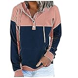 tohole Teenager Mädchen Langarm Pulli Pullover Sweatshirt Damenmode-Nähte Langarm-Pocket-Pullover-Oberteil Freizeit Winter Bluse Kapuze Kordelzug