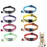 Sunshine smile katzenhalsband mit sicherheitsverschluss,8 Stück Schnellverschluss Katzenhalsband,Reflektierendes Katzenhalsband,verstellbar Nylon Katzenhalsband,Verstellbar Halsb