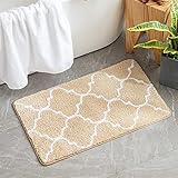 MIULEE Badematte rutschfest Badteppich Dekorativ Teppich Marokko Badezimmerteppich Waschbar Badvorleger Badzimmermatte Weich Mikrofaser Duschvorleger Fußmatte Badezimmer Wohnzimmer 60x90 cm Beig