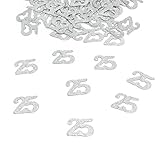 Oblique-Unique® Konfetti Zahl 25 Silber Glitzereffekt Deko Geburtstag Hochzeitstag Jubiläum - groß