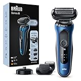 Braun Series 6cs Sensitiver Rasierer Herren, Elektrorasierer mit 3 flexiblen Klingen, Barttrimmer, Ladestation, 50 Min Laufzeit, EasyClick Aufsätze, Wet&Dry, B4500cs, b