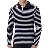 MENSU Herren Horizontal Gestreifter Strickpullover Langarm Revers Button-Down Sweatshirt Männer Beiläufig Formal Regular Fit Dicke Warme Baumwolle Polyester Pullover T-Shirt Sport Fitness Hemd Top