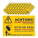Warnschild Elektrozaun Set 10 Schilder - 20x13cm - Vorgebohrt - auf 3mm Hartschaump