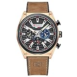 Uhren Herren-Analoganzeige mit Datum Leuchtend Modische Lederarmband-Armbanduhr für Herren (Schwarz Braun)