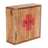 MEDIZINSCHRANK Medic 35 | 35x35x13cm (HxBxT), Mahagoni | Wandschrank im Shabby Chick Design, Arzneischrank, Erste Hilfe Schrank aus Holz | Farbe: 01 Natur-Vintag