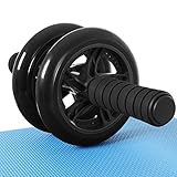 SONGMICS Bauchroller, AB Roller Bauchtrainer, AB Wheel für Fitness, mit rutschfester, gut gepolsterter Kniematte, Bauchmuskeltraining und Muskelaufbau, für Frauen und Männer, schwarz SPU75B