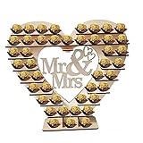 Runfun 1set Schokolade-anzeigen-Halter Mr & Mrs Herz Aus Holz Geformt Süßigkeiten Snacks Dessert Display-ständer DIY Dekorieren Anzeigen-Regal Hochzeit Dekorationen S