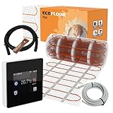 Elektrische Fußbodenheizung Komplett Set ECOFLOOR 160 W/m² mit digitalem TFT Thermostat WLAN schwarz (6 m² - 0,5 x 12 m)