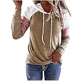 AllinKlei Sweatshirt für Frauen trendy billig lässig locker Pullover Hoodie Farbblocknähte langärmelige Slim Fit Top