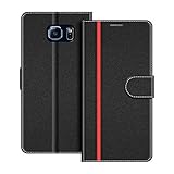 COODIO Handyhülle für Samsung Galaxy S6 Handy Hülle, Samsung Galaxy S6 Hülle Leder Handytasche für Samsung Galaxy S6 Klapphülle Tasche, Schwarz/R