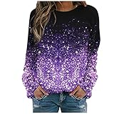 AmorLor Sweatshirt Damen Oversized Vintage Pullover Langarm Retro Lockerer Langarmshirt Mode Aesthetic Bunt Teenager Mädchen Feder Herb