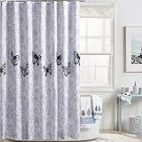 i@HOME Duschvorhang Anti-Schimmel Duschvorhäng Wasserabweisend Shower Curtains Waschbar Anti-Bakteriell Duschvorhänge aus Polyester Badvorhang mit 12 Duschvorhängeringen (Schmetterling, 180 x 200 cm)