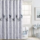i@HOME Duschvorhang Anti-Schimmel Duschvorhäng Wasserabweisend Shower Curtains Waschbar Anti-Bakteriell Duschvorhänge aus Polyester Badvorhang mit 12 Duschvorhängeringen (Schmetterling, 180 x 200 cm)