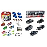 Majorette – Tune Ups Series 1, 4er Set mit 28 Überraschungen, Spielzeugautos aus Metall zum Tunen, 4 von 18 Autos im Überraschungspack & Black Edition 5er Geschenkset, 5 Fahrzeuge, 7,5