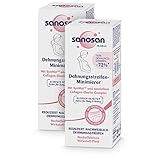 sanosan Dehnungsstreifen Minimierer klinisch getestet - Reduziert Dehnungstreifen nachweislich nach der Schwangerschaft - Dehnungsstreifen Creme ohne Paraffinöl, Farbstoffe, Silikone (2x 75 ml)