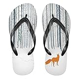 Mnsruu Flip-Flops mit Winterwald, Landschaft, Fuchs, Tiere, für Zuhause, Hotel, Spa, Schlafzimmer, Reisen, S für Herren und D