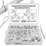 xianzhanEU 540 PCS 1.2/1.5/2/2.5/3/4/5/6 MM Pressklemme,Aluminium Crimpschlaufe für Drahtseil und Kabel,mit 1 × Pinzetten + 1 × Box