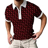 Hemden für Herren Kurzärmliges T-Shirt Oberteil Frühjahr Sommer Reißverschluss Revers Ink Splatter Print Tee B