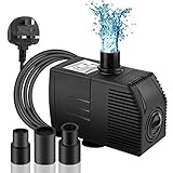 BARST 800 l/h Tauchpumpe mit Filter (12 W), sehr leise Wasserpumpe für Springbrunnen, Pool, Aquarien, Hydrokulturen, Statuar, Gartenbrunnen mit 4 Srtong Saugnäpfen, 3 Dü