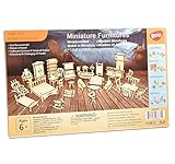 BOHS 34 Stück Puppenhausmöbel Bastelset - Holz DIY 3D Puzzle - Miniaturmodelle Puppenhaus Zubehör - ab 6 J