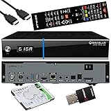 GigaBlue Trio 4K UHD HDR Sat Receiver 1xDVB-S2X MS + 1xDVB-C/T2 Tuner E2 Linux Smart Receiver, Media Player, HbbTV Mediathek, inkl. interne 2TB HDD PVR, 300Mbit WLAN USB Stick, EasyMouse HDMI-Kab