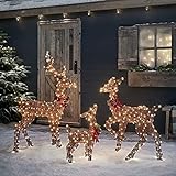 Lights4fun Braune Harewood Rentier Familie LED Rentiere mit Timer Weihnachtsbeleuchtung für außen und innen Weihnachtsfig