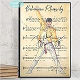 Poster Bohemian Rhapsody Chord Songtexte Freddie Mercury Portrait Leinwand Malerei Poster Und Drucke Wandkunst Für Raum Wohnkultur 50 × 70Cm No F