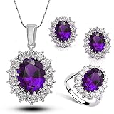 U/K PULABO Premium-Qualität Frauen böhmischen Kristall Halskette Ohrringe Fingerring Edelstein Zirkon Anhänger Schmuck-Set Luxus prak