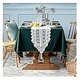 Baumwolle Tischläufer Tischband Exquisite Stickerei Quaste Tischdecke Für Home Kitchen Thanksgiving Party Hochzeit (Color : Weiß, Größe : 36x220cm)