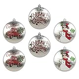 JJHZTT Laden Weihnachtsscheiben Ornamente 6 stücke Bruchproof Flache Weihnachtsbaum Dekoration 4-Zoll-Kunststoff hängende dekorative Ornamente for Weihnachtsbaum Dekor (verzinkt)