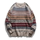 Damen Herren Strickpullover Oversize Rundhals Langarm Gestreifte College Strickpulli Teenager Mädchen Pullover Retro Winter Y2K Korean Mode Pullover Damen Strickwaren Harajuku Kleidung Oberteile Top
