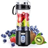 TopEsct Tragbarer Mixer, Smoothie Maker to go– Mobiler Standmixer/Elektrischer Mini Saftmixer Sechs Klingenin 3D-Anordnung für hervorragendes Mixen,13oz USB Wiederaufladbarer Juicer (Schwarz)