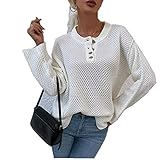 ZYHOOD Damen Langarm Strickpullover Pullover Tops Strickpulli Damen Winterpullover Damen Pullover Langarm V-Ausschnitt Strickpullover Casual Elegante Frauen Einfarbig Gestrickt Pulli Ob