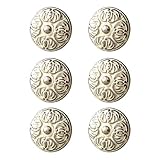 6 Stücke Retro Dresser Drawer Knob Zieht Griffe Küchenschrank Schrank Knöpfe Bad Hardware Weiß Silber Präge Desig