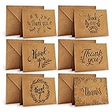 Dankeskarten, 36 Stück, Ohuhu Braune Papier Dankeskarten Grußkarten mit Umschlag, 36 Karton Umschläge für Grüße, Abschlüsse,15 x10 cm Grußkarten für Thanksgiving Day Grüß