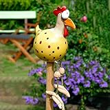 Gartendeko Huhn Deko, Chicken Yard Art Gartenstecker, Outdoor Garten Gartendeko Hinterhof Rasen Pfähle Huhn Gartenstecker Henne Hahn Henne Vogel Seitensitz Indoor（Gelb）