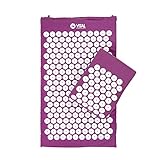 BODHI Akupressur-Set Vital: Akupressurmatte (74 x 44cm) & Akupressurkissen, inkl. Tasche, zur Selbstmassage, Entspannung, Förderung der Durchblutung (aubergine)