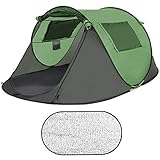 Sportout Pop Up Zelt, Ultraleichte 3 bis 5 Personen Camp Wurfzelt, Doppeltür mit Netz, Großer Raum Leichtes wasserdichtes Zelt, UV-beständiges Foyer Faltbare Outdoor-Campausrüstung Camping