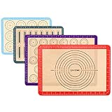 Lazymi 4 Stück Antihafte Backmatte Silikon mit Messung für Macaron/Kuchen/Brot/Pizza Matte. Backunterlage, Silikonmatte, Backpapier, Backfolie, Ausrollmatte, Teigmatte, Tischset, BPA F