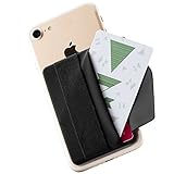 Sinjimoru Handy Kartenhalter mit Handygriff, Handy Halterung Finger mit Kartenfach, Smart Wallet, aufklebbare Mini Geldbörse mit Verschluss für iPhone und Android. Sinji Pouch B-Flap, Schw