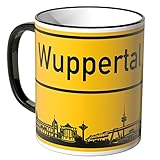 WANDKINGS® Tasse, Skyline Wuppertal - SCHWARZ