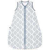 emma & noah Premium Baby Schlafsack, Flauschig Weich, Bequem & Atmungsaktiv, 100% natürliche Baumwolle, Großzügige Bewegungsfreiheit, 2.5 TOG (Rauten Blau, 0-3 Monate / 60 cm)