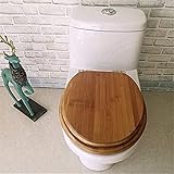 LHQ-HQ WC-Sitz Bambus Massivholz Toilettendeckel mit Slow Down Mute Toilettensitzabdeckung verdickte Top Mounted Badezimmer Deckel for V/O/U-Form-WC, OneColor-40~48cm * 33~38