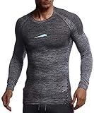 Leif Nelson Gym Herren Seamless Fitness Langarm-Shirt Funktionsshirt Slim Fit Männer Bodybuilder Trainingsshirt Sportshirt - Bekleidung für Bodybuilding Training LN8309 Schwarz-Türkis Larg