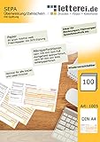 SEPA-Überweisung/-Zahlschein mit Quittung, 100 Blatt A4, unteres 1/3 mikroperforiert, inkl. € 10,- Gutschein für onlinebrief24
