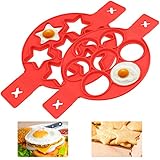 Silikon Ei Ringe,2 Stück Antihaft-Spiegeleiform Pfannkuchen Eierringe Omelettform mit 7 Löchern für Braten von Eiern,Bratpfanne, Eier-Mcmuffins,Eierformer-S