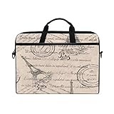 RXYY Laptoptasche, 35,6 - 36,8 cm (14 - 14,5 Zoll), Eiffelturm, Schriftzug Paris, Computer-Schutzhülle mit strapazierfähigem Reißverschluss, Schultertasche, Tragetasche, Ak