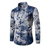 Herren Paisley Hemd Langarm Blumendruck Casual Retro Button Down Hemd Lässige Herren Bedruckte Hemden Langarm Paisley Funky Bedrucktes Leinenhemd Button Down Dress Shirt Tops Einzigartiges M