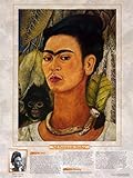 AZSTEEL Notable Women Artists - Frida Kahlo - Self-Portrait with Monkey by Frida Kahlo Poster No Frame Board for Office Decor, Best Gift for Family and Your Friends 11.7 * 16.5 I